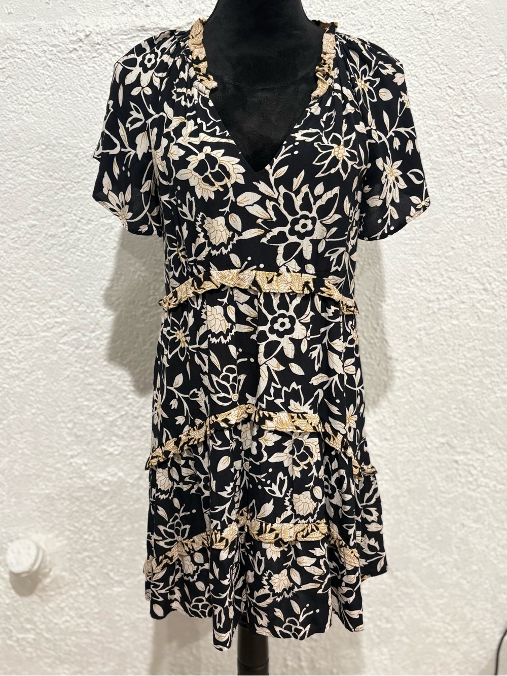 By Anthropologie Robin Tiered Mini Dress Size XXS - Picture 3 of 13